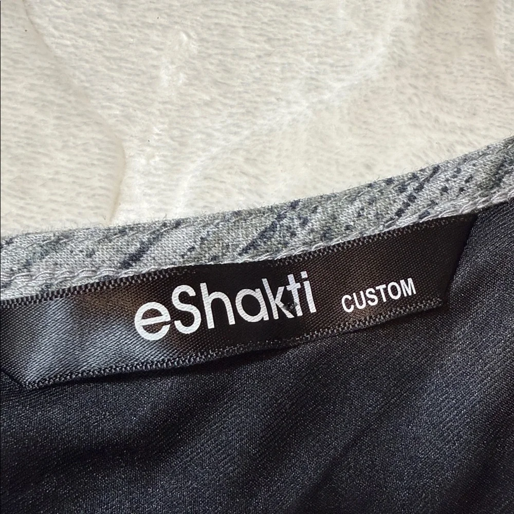 eShakti Gray‎ Fit Flare Midi Dress Medium A Line Notch Neck Work Office Lined